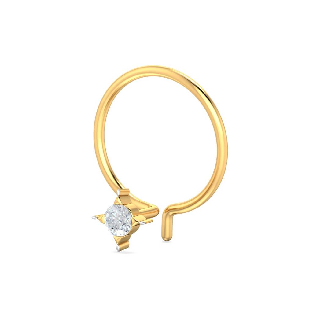 KuberBox 18K Yellow Gold Cayman 0.02 Carat Nose Pin