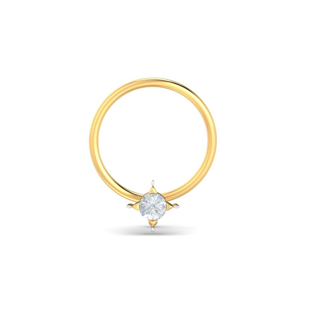 KuberBox 18K Yellow Gold Cayman 0.02 Carat Nose Pin