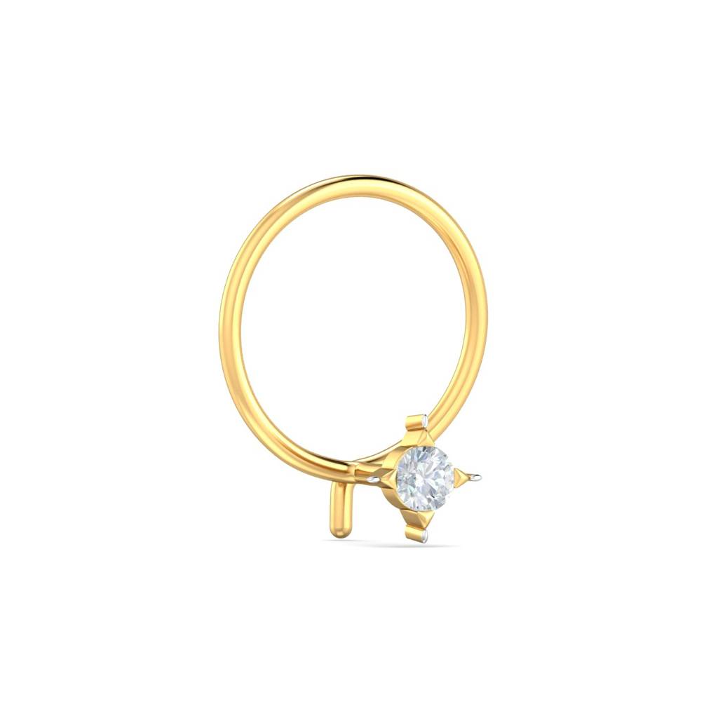 KuberBox 18K Yellow Gold Cayman 0.02 Carat Nose Pin