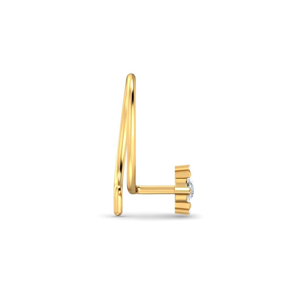 KuberBox 18K Yellow Gold Cayman 0.02 Carat Nose Pin