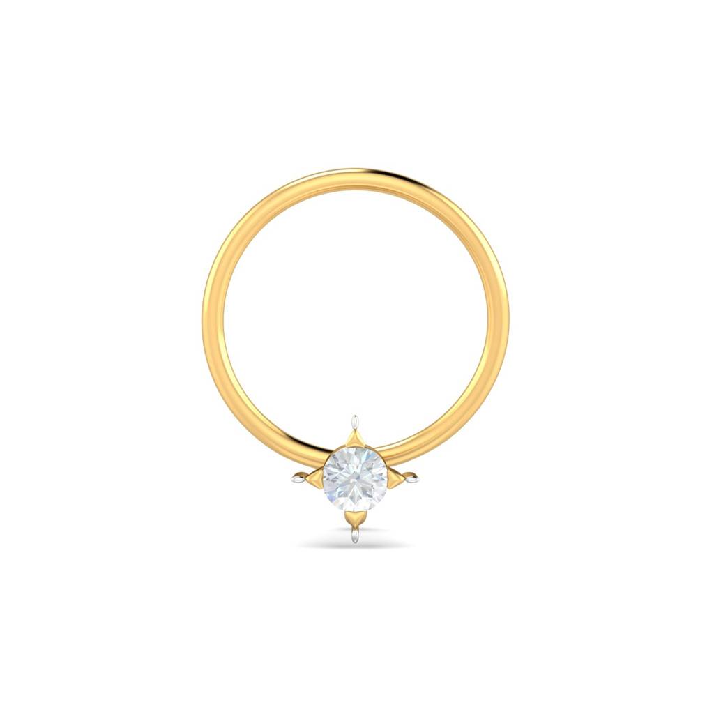 KuberBox 18K Yellow Gold Cayman 0.04 Carat Nose Pin