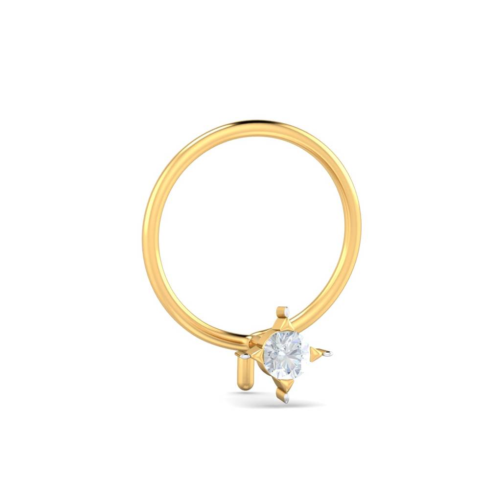 KuberBox 18K Yellow Gold Cayman 0.04 Carat Nose Pin
