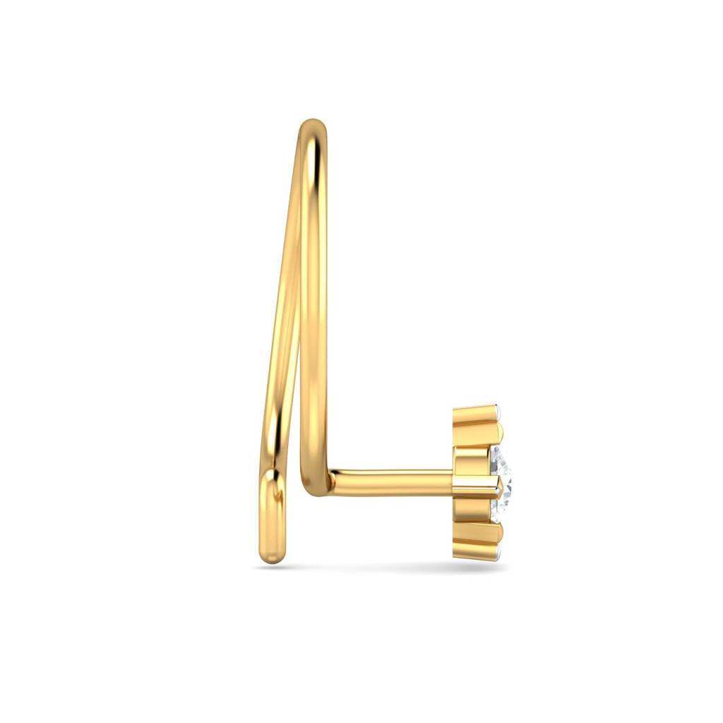 KuberBox 18K Yellow Gold Cayman 0.04 Carat Nose Pin