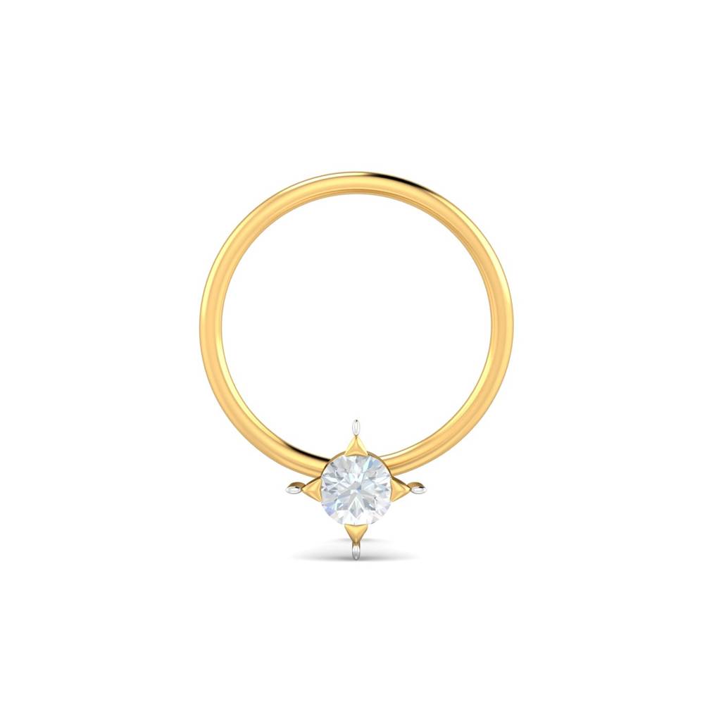 KuberBox 18K Yellow Gold Cayman 0.05 Carat Nose Pin