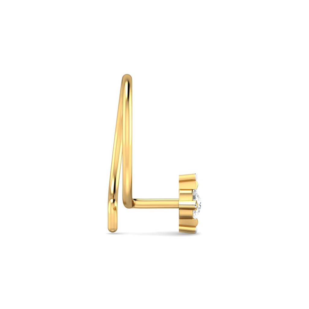 KuberBox 18K Yellow Gold Cayman 0.05 Carat Nose Pin