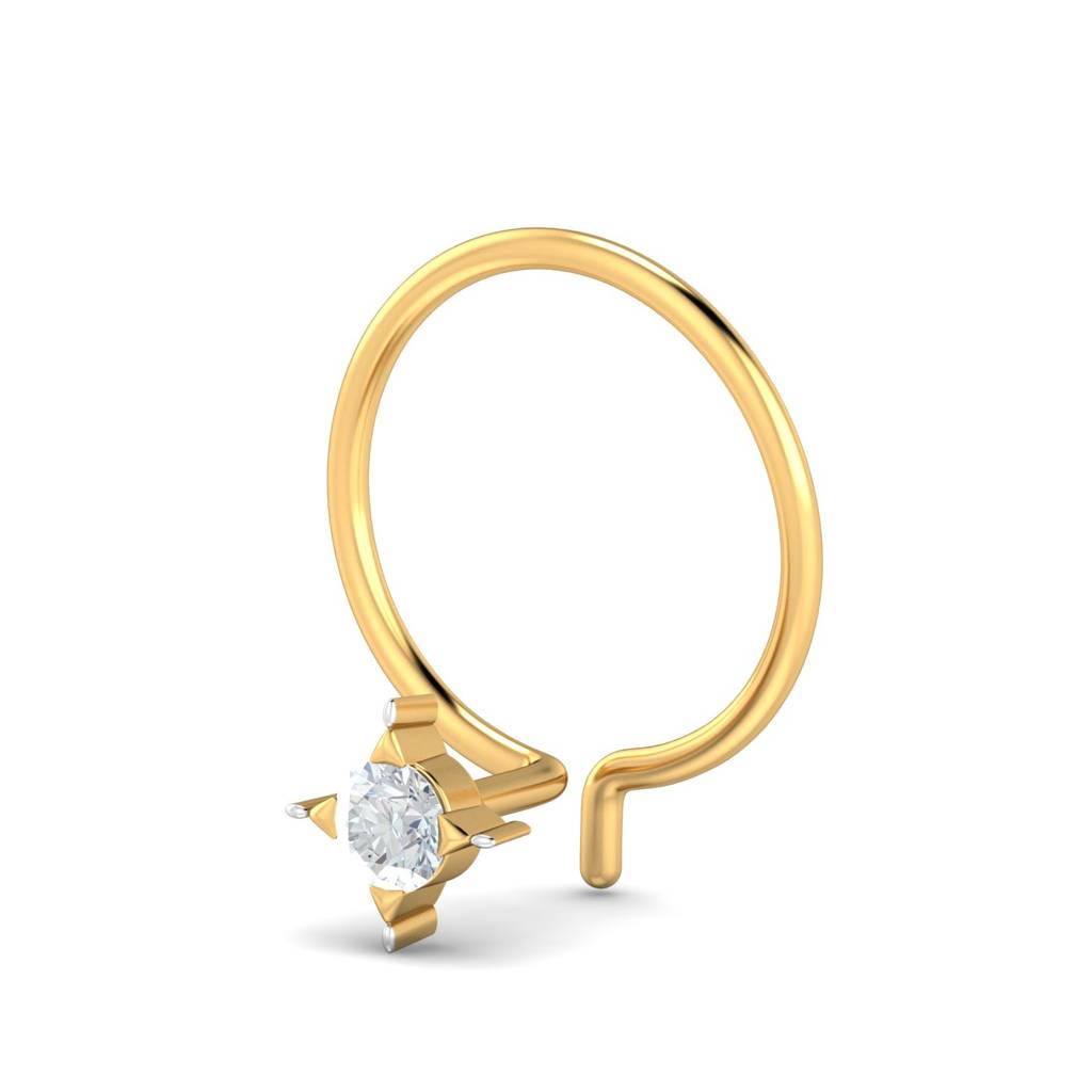 KuberBox 18K Yellow Gold Cayman 0.07 Carat Nose Pin