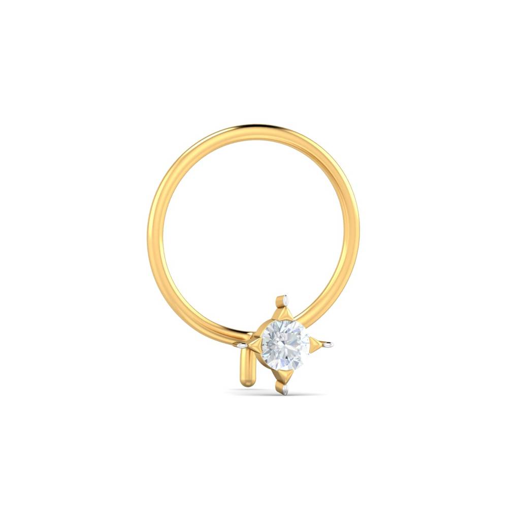 KuberBox 18K Yellow Gold Cayman 0.07 Carat Nose Pin
