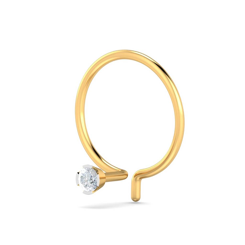 KuberBox 18K Yellow Gold Chike 0.03 Carat Nose Pin