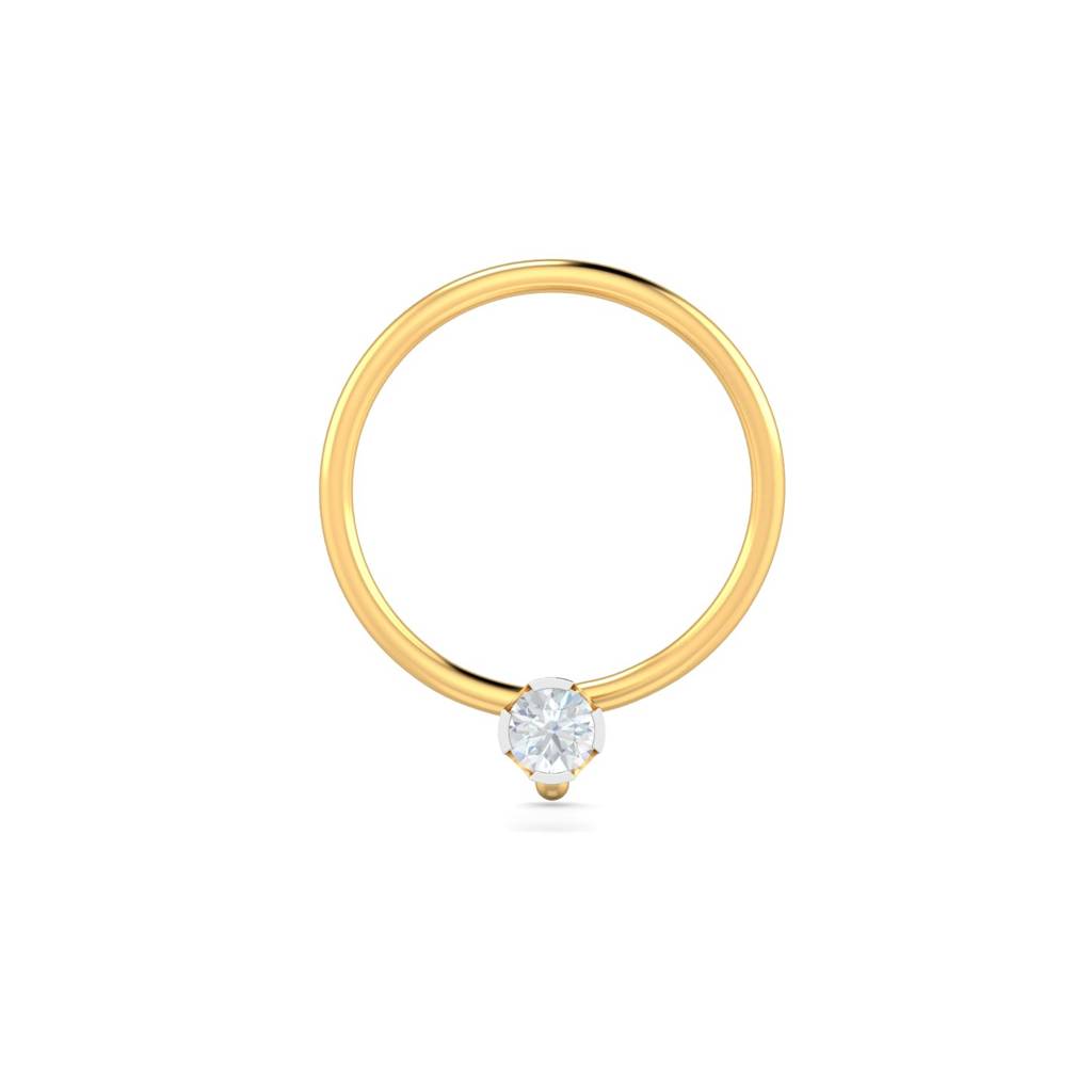 KuberBox 18K Yellow Gold Chike 0.03 Carat Nose Pin