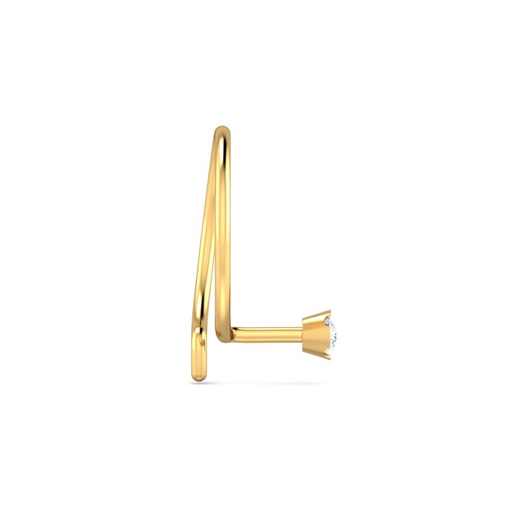 KuberBox 18K Yellow Gold Chike 0.03 Carat Nose Pin