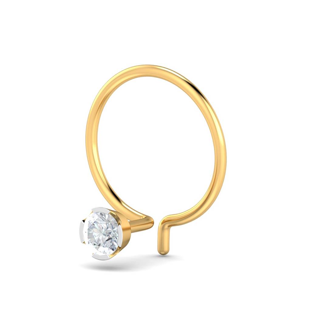 KuberBox 18K Yellow Gold Chike 0.08 Carat Nose Pin