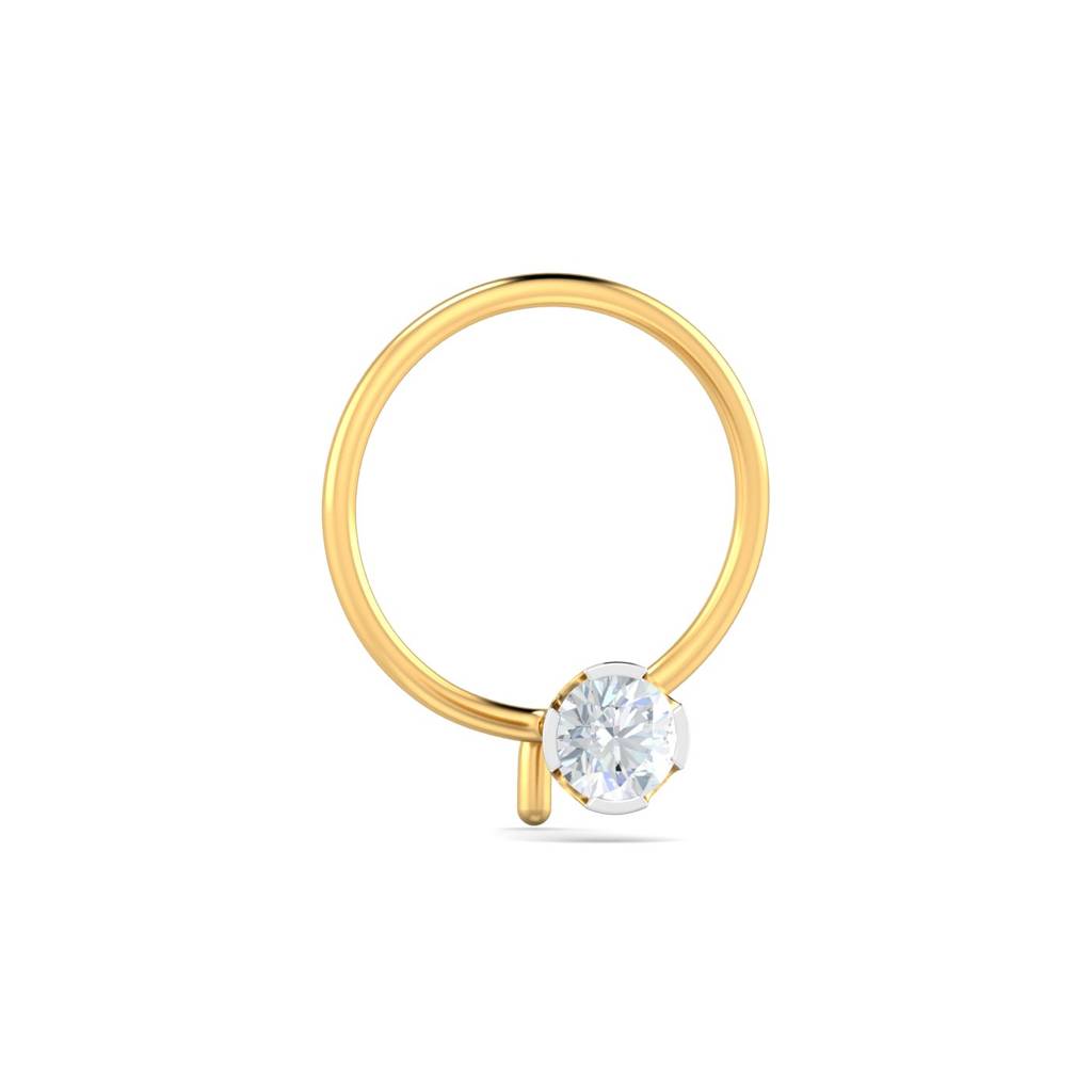 KuberBox 18K Yellow Gold Chike 0.08 Carat Nose Pin