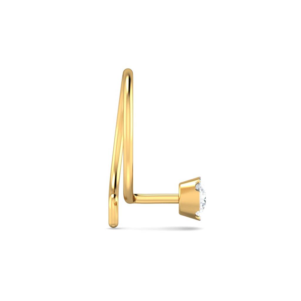 KuberBox 18K Yellow Gold Chike 0.08 Carat Nose Pin