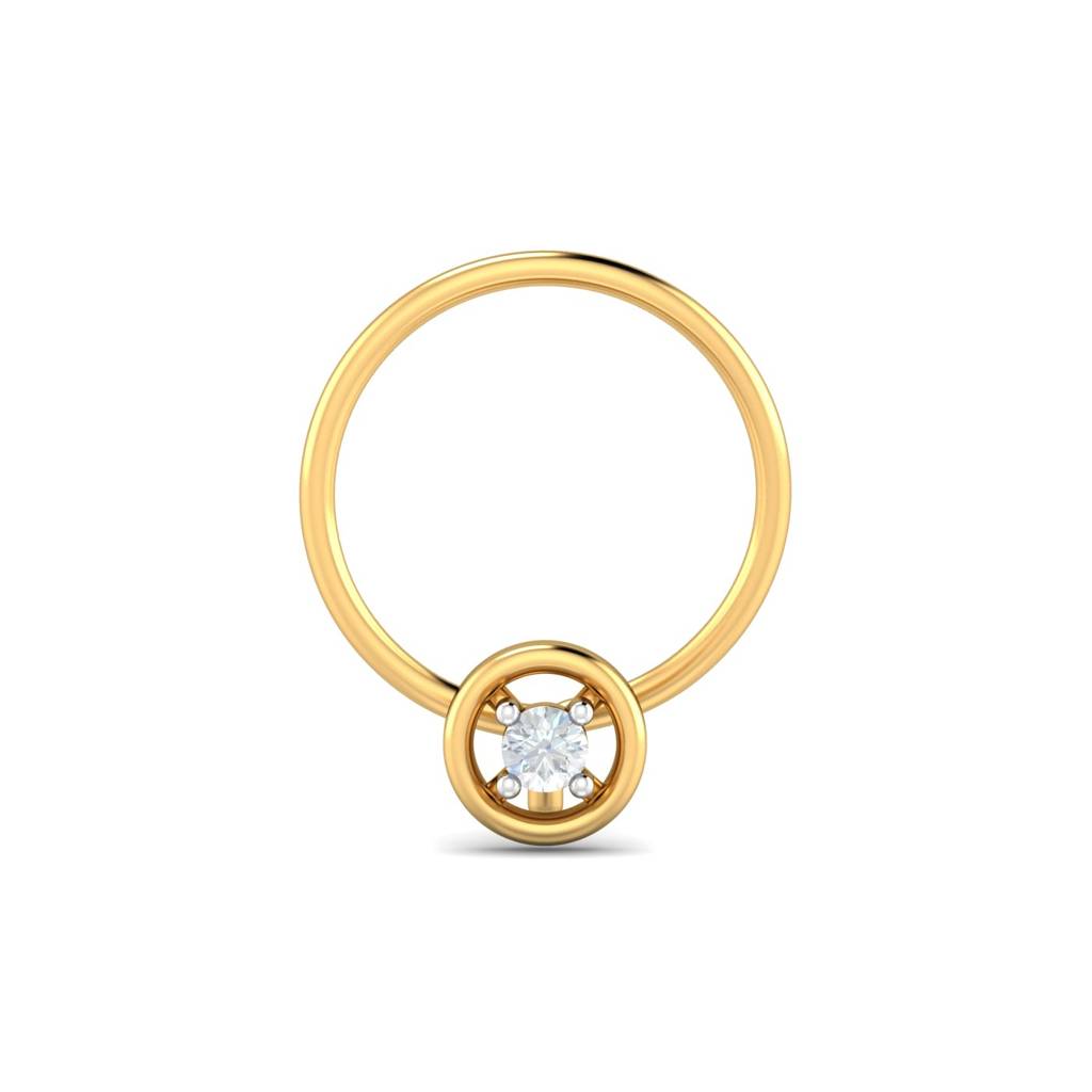 KuberBox 18K Yellow Gold Round 0.02 Carat Nose Pin