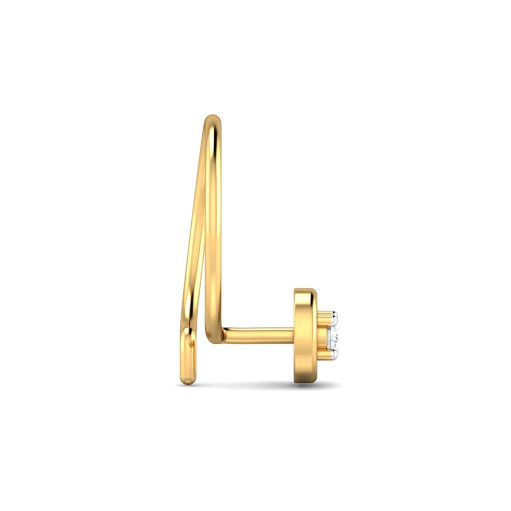KuberBox 18K Yellow Gold Round 0.02 Carat Nose Pin