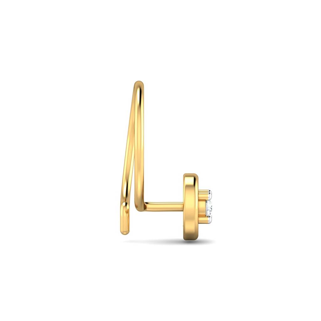 KuberBox 18K Yellow Gold Round 0.04 Carat Nose Pin