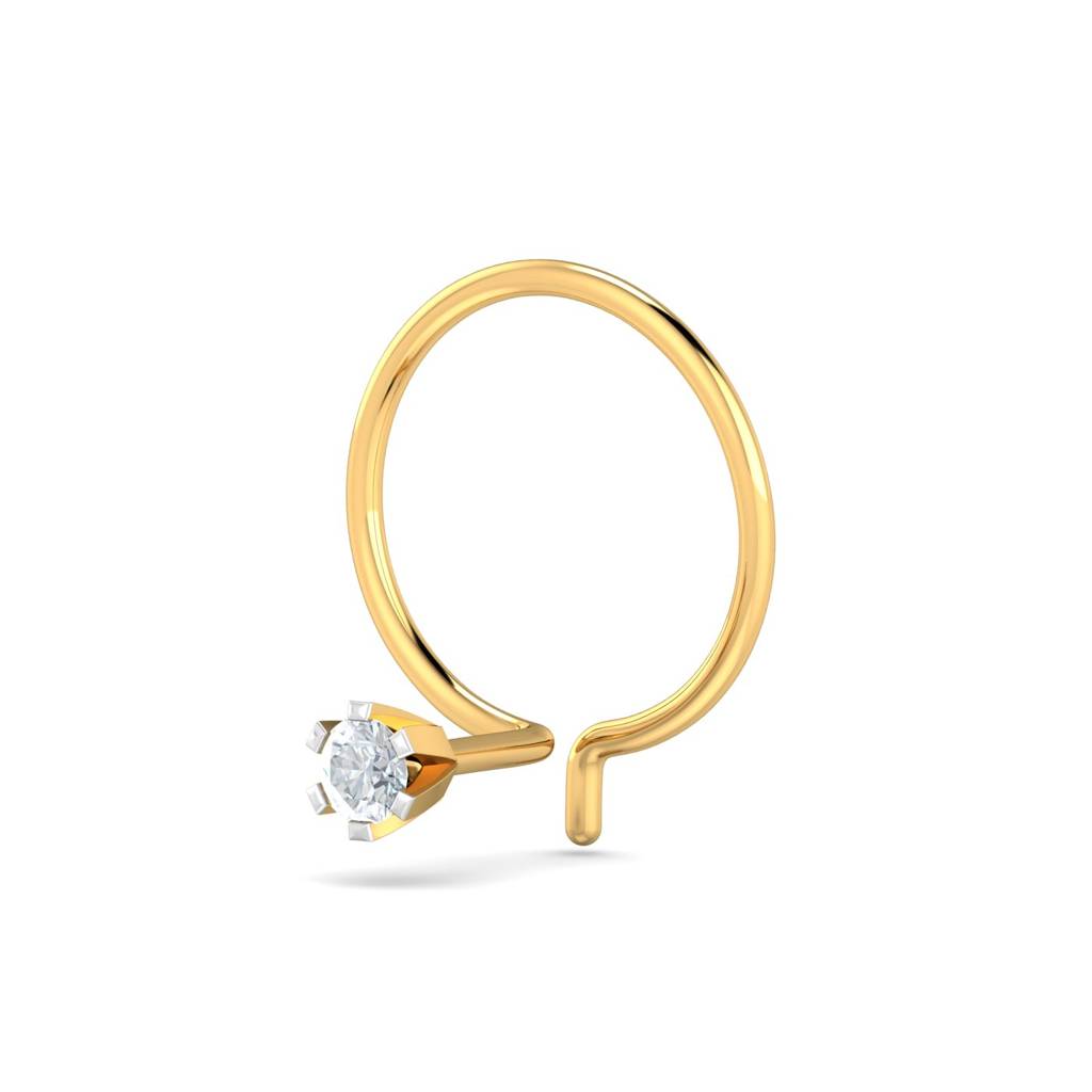KuberBox 18K Yellow Gold Classic 6 Prong 4 Cent Nose Pin