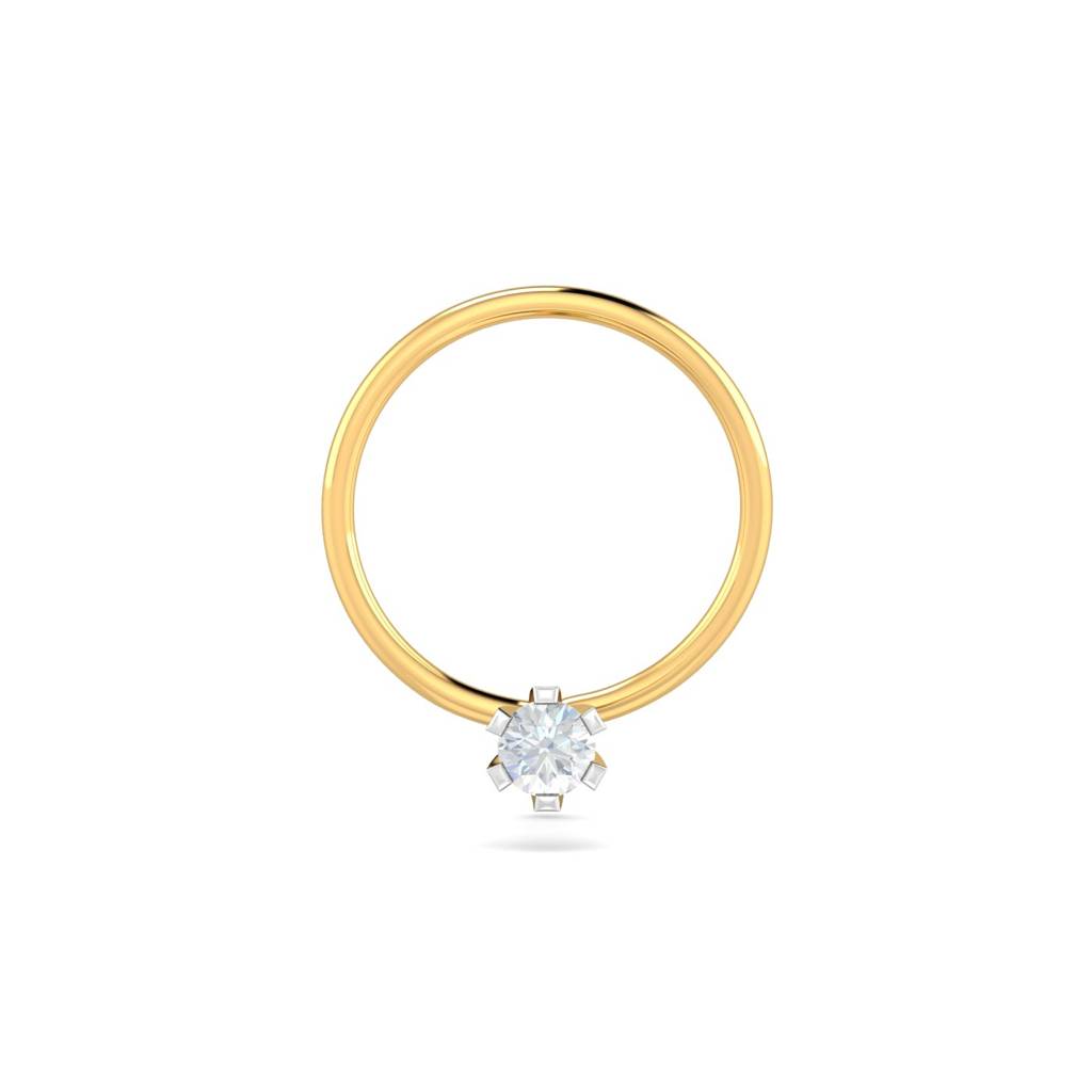 KuberBox 18K Yellow Gold Classic 6 Prong 4 Cent Nose Pin