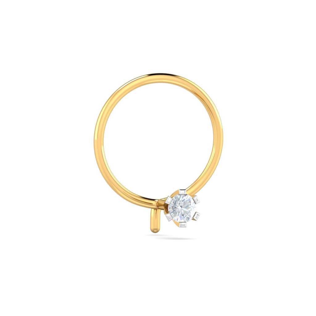 KuberBox 18K Yellow Gold Classic 6 Prong 4 Cent Nose Pin