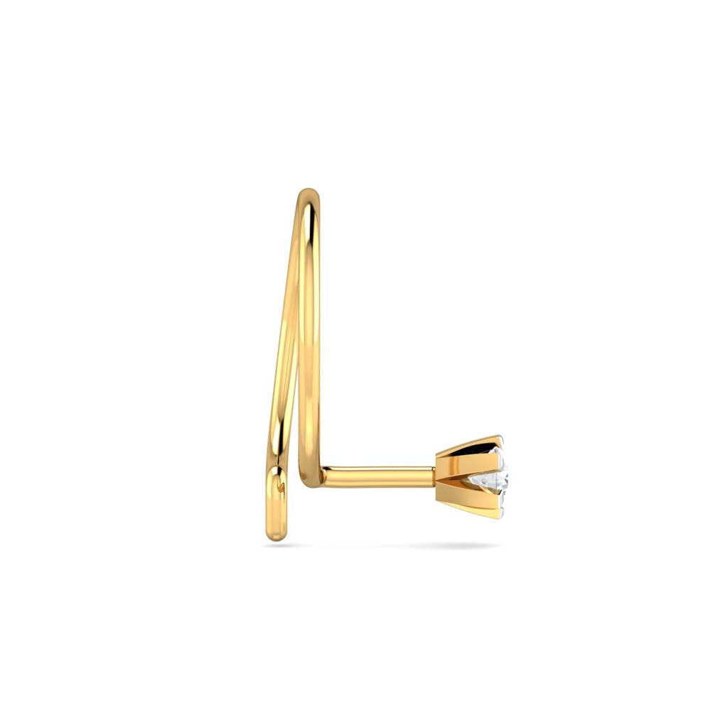 KuberBox 18K Yellow Gold Classic 6 Prong 4 Cent Nose Pin