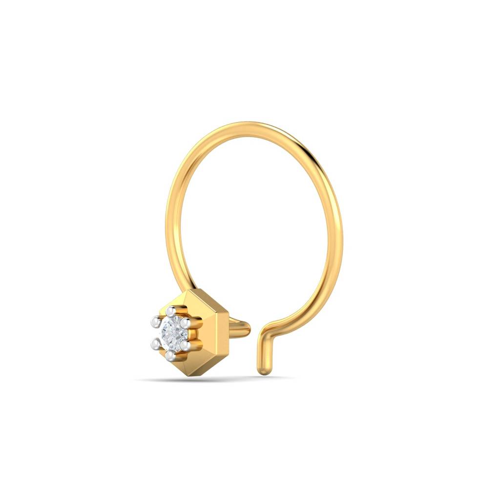 KuberBox 18K Yellow Gold Hexagon Nose Pin