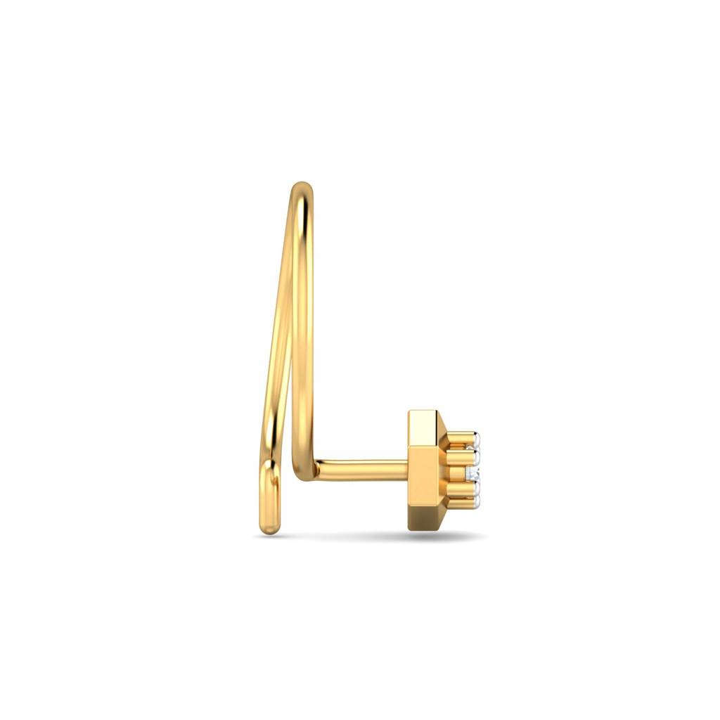KuberBox 18K Yellow Gold Hexagon Nose Pin