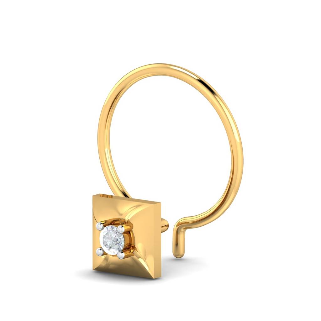 KuberBox 18K Yellow Gold Henri Square Nose Pin