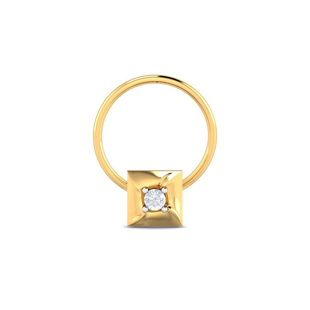KuberBox 18K Yellow Gold Henri Square Nose Pin