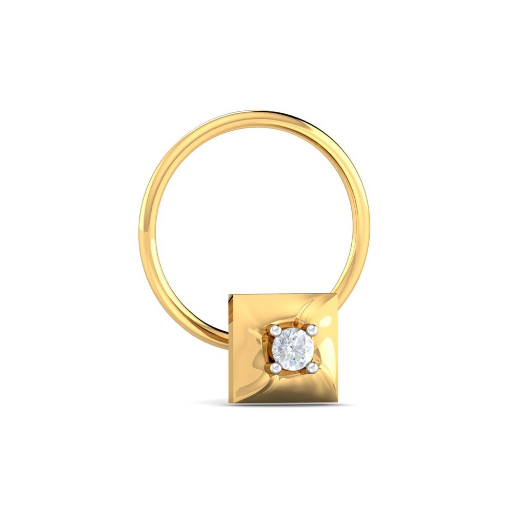 KuberBox 18K Yellow Gold Henri Square Nose Pin