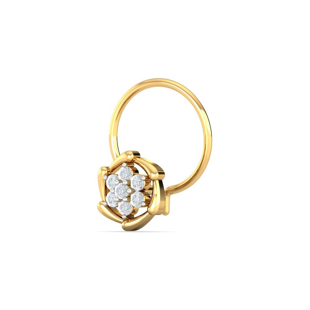 KuberBox 18K Yellow Gold Chikere Cluster Nose Pin