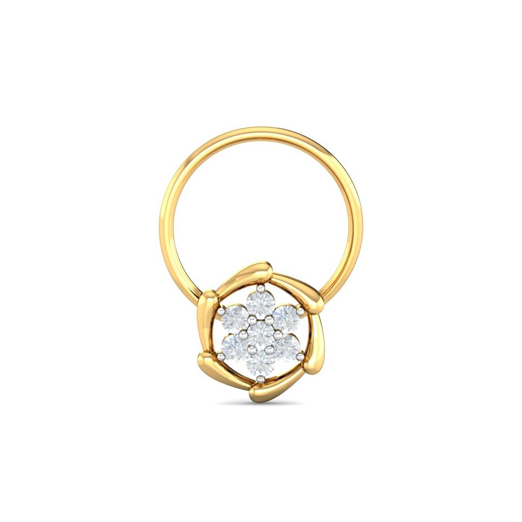 KuberBox 18K Yellow Gold Chikere Cluster Nose Pin