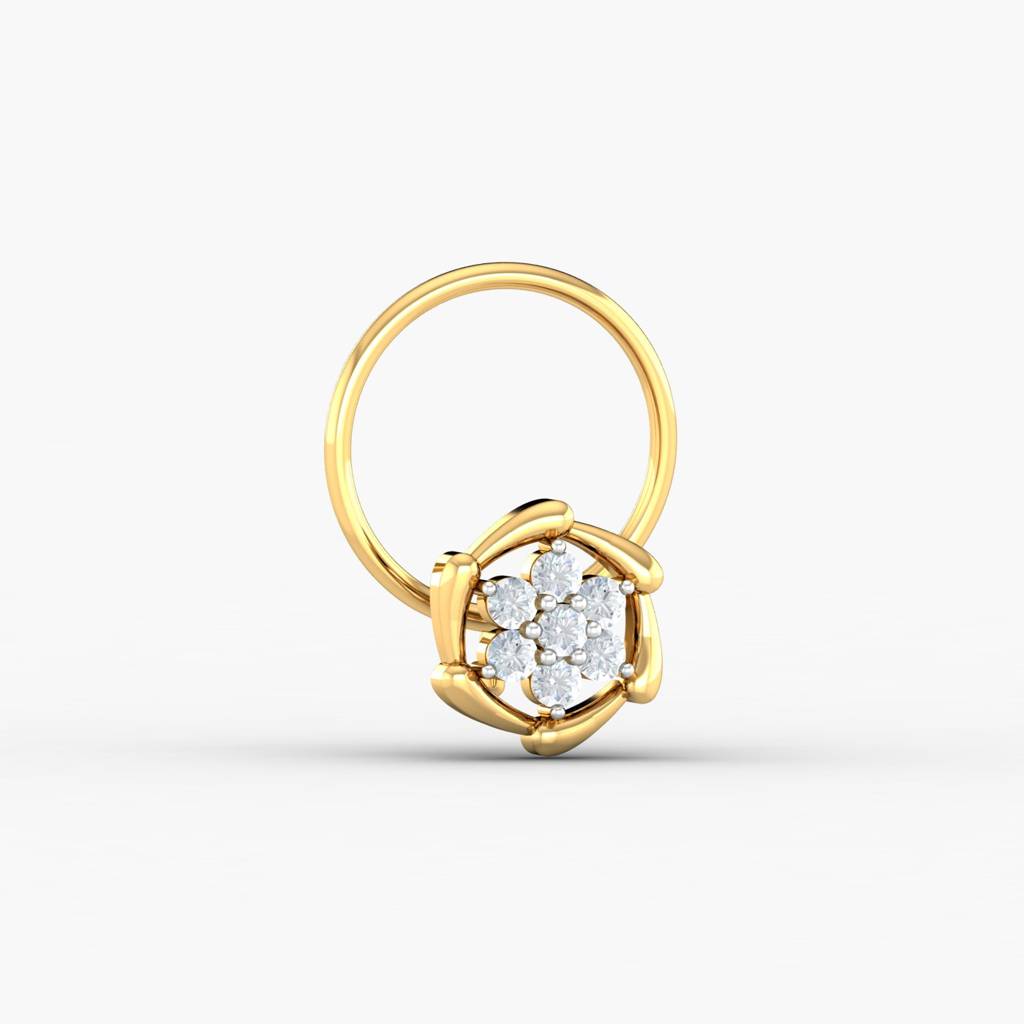 KuberBox 18K Yellow Gold Chikere Cluster Nose Pin