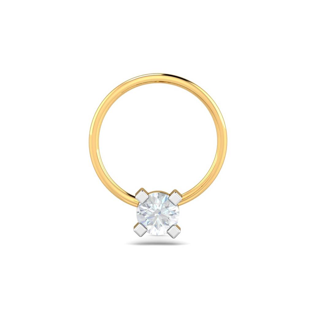 KuberBox 18K Yellow Gold Square Pronged Nose Pin