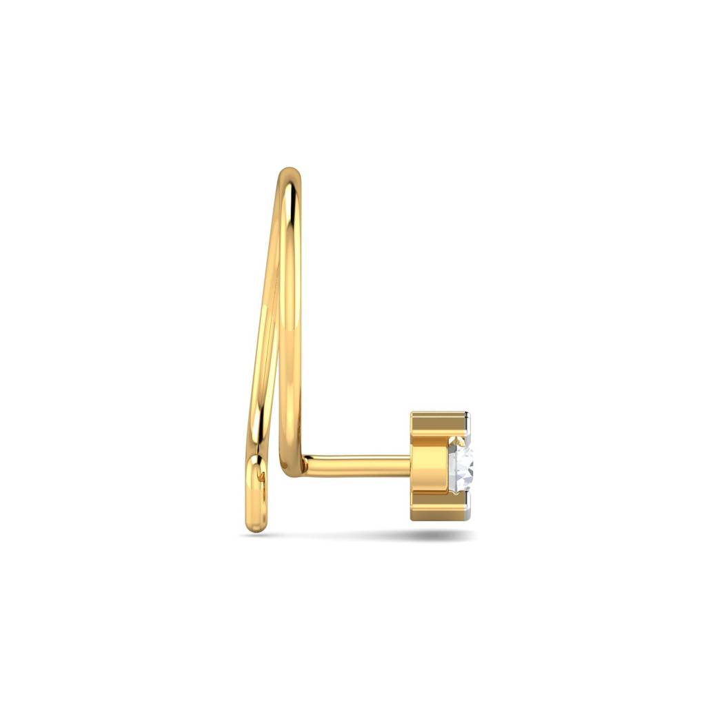 KuberBox 18K Yellow Gold Square Pronged Nose Pin