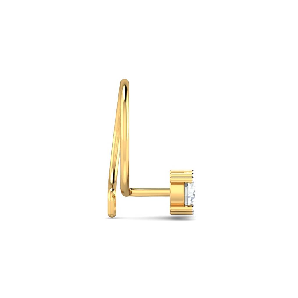 KuberBox 18K Yellow Gold Heart Pronged Nose Pin
