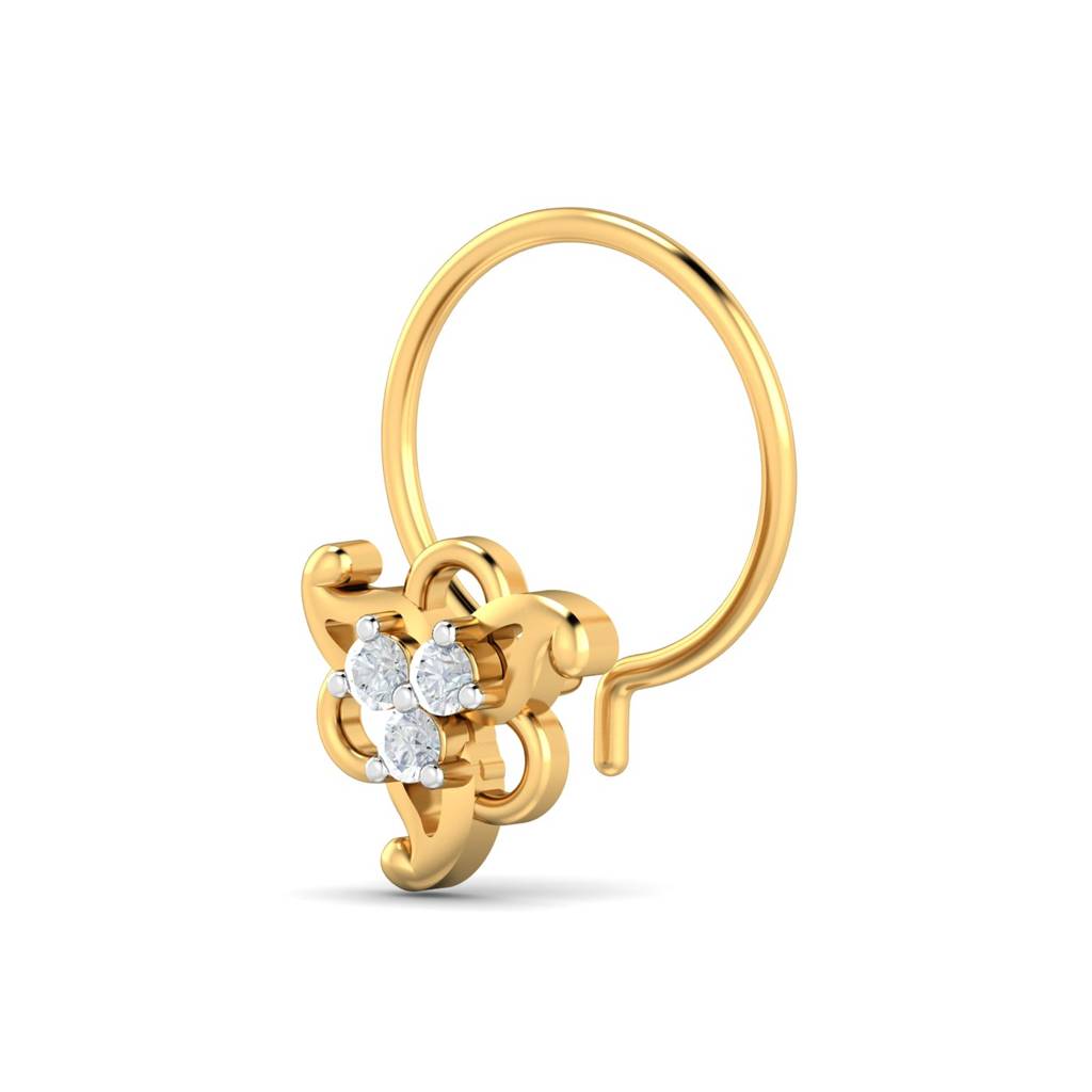 KuberBox 18K Yellow Gold Cheval Nose Pin