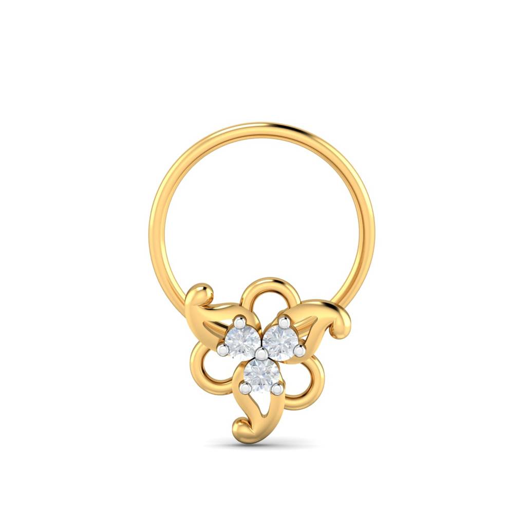 KuberBox 18K Yellow Gold Cheval Nose Pin