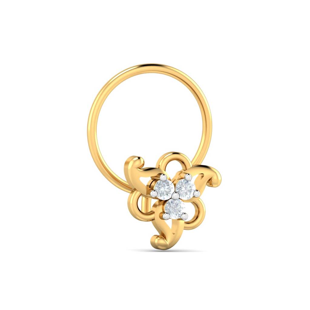 KuberBox 18K Yellow Gold Cheval Nose Pin