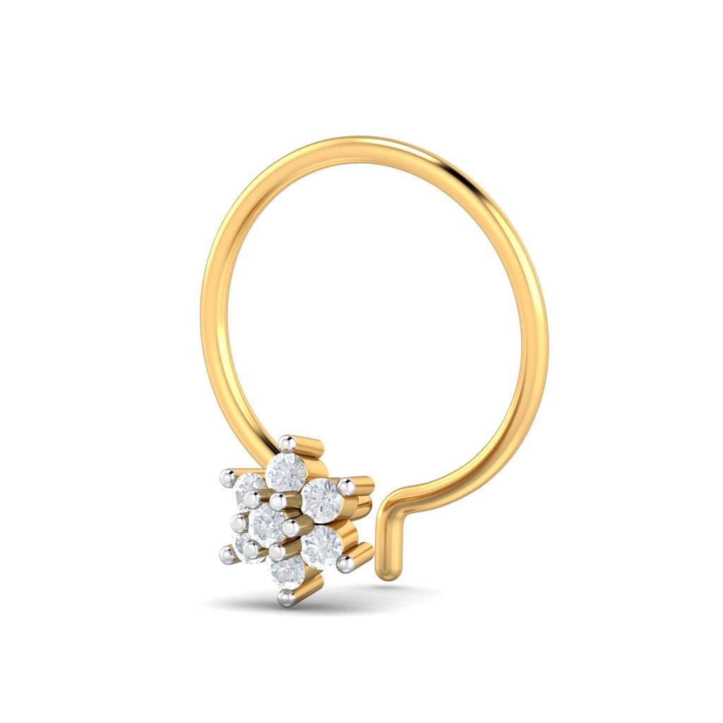KuberBox 18K Yellow Gold Cristal's Bloom Nose Pin
