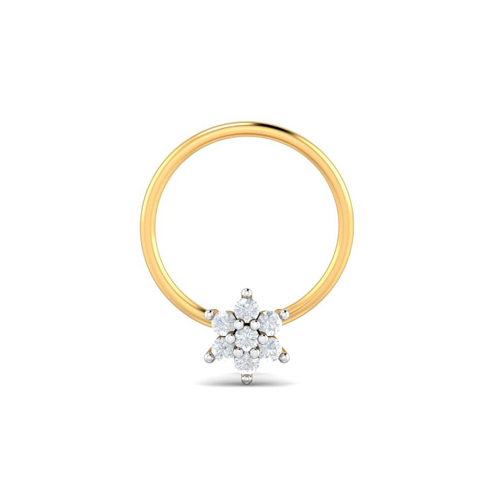 KuberBox 18K Yellow Gold Cristal's Bloom Nose Pin