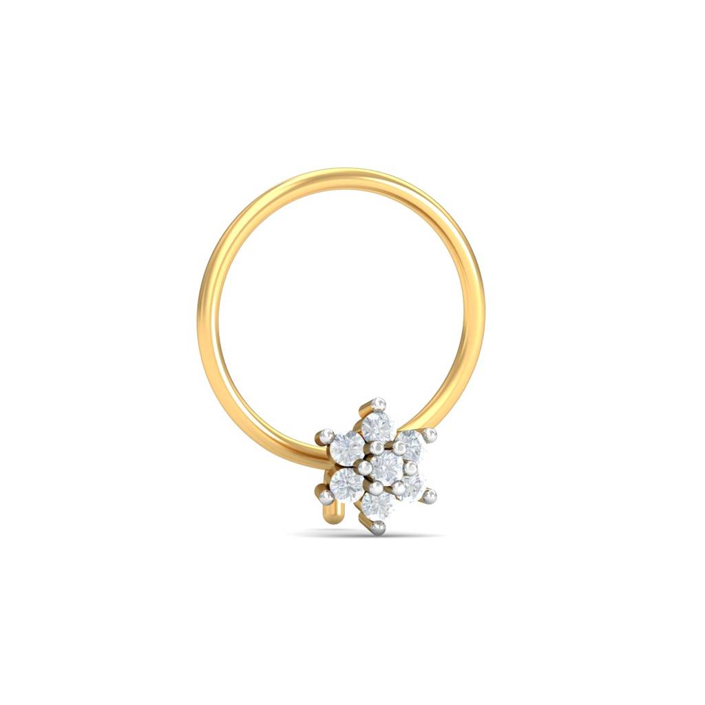 KuberBox 18K Yellow Gold Cristal's Bloom Nose Pin