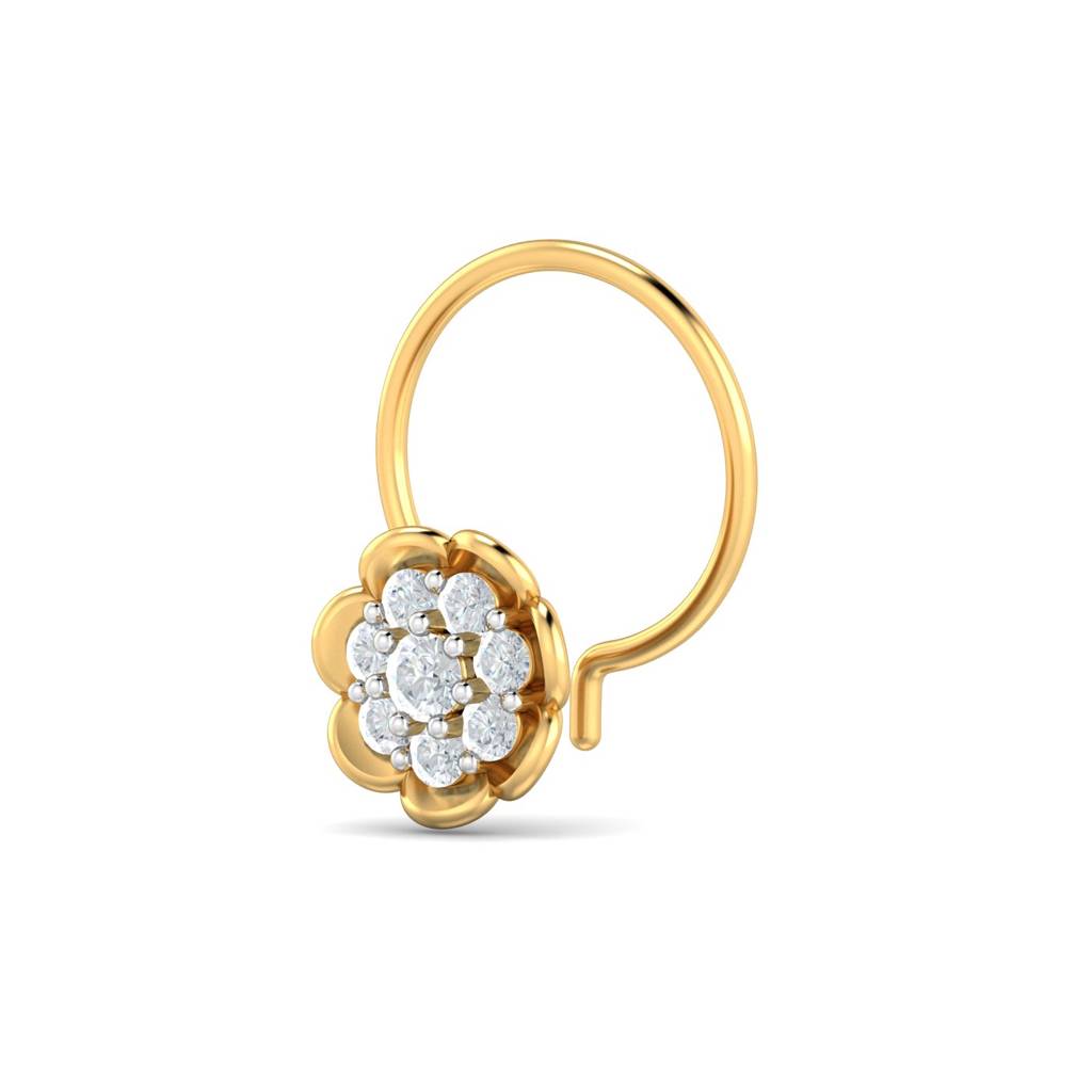 KuberBox 18K Yellow Gold Dom's Floral Nose Pin