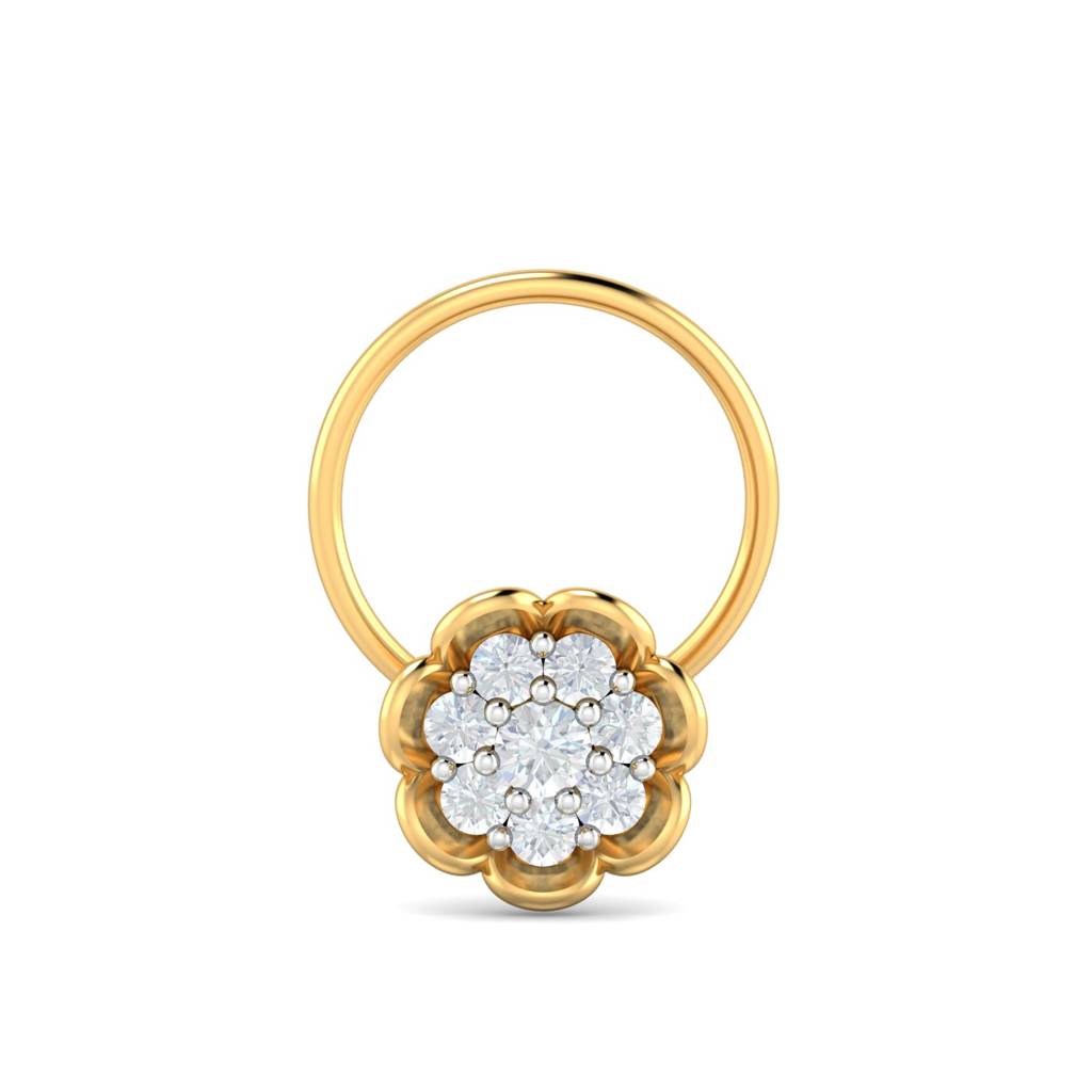 KuberBox 18K Yellow Gold Dom's Floral Nose Pin