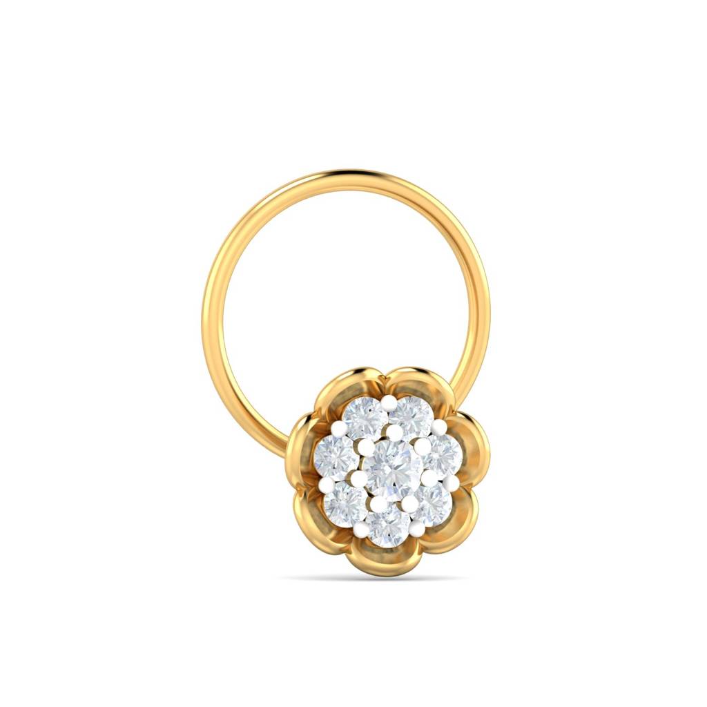 KuberBox 18K Yellow Gold Dom's Floral Nose Pin