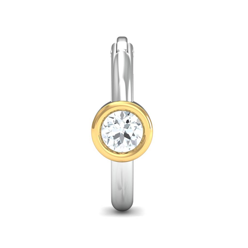 KuberBox 18K White Gold Bezel 0.05 Carats Nose Ring