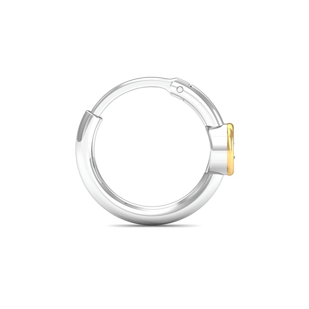 KuberBox 18K White Gold Bezel 0.05 Carats Nose Ring