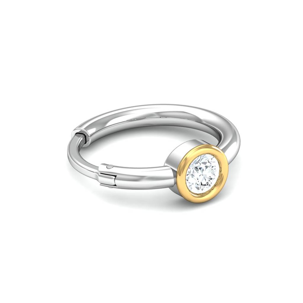 KuberBox 18K White Gold Bezel 0.05 Carats Nose Ring