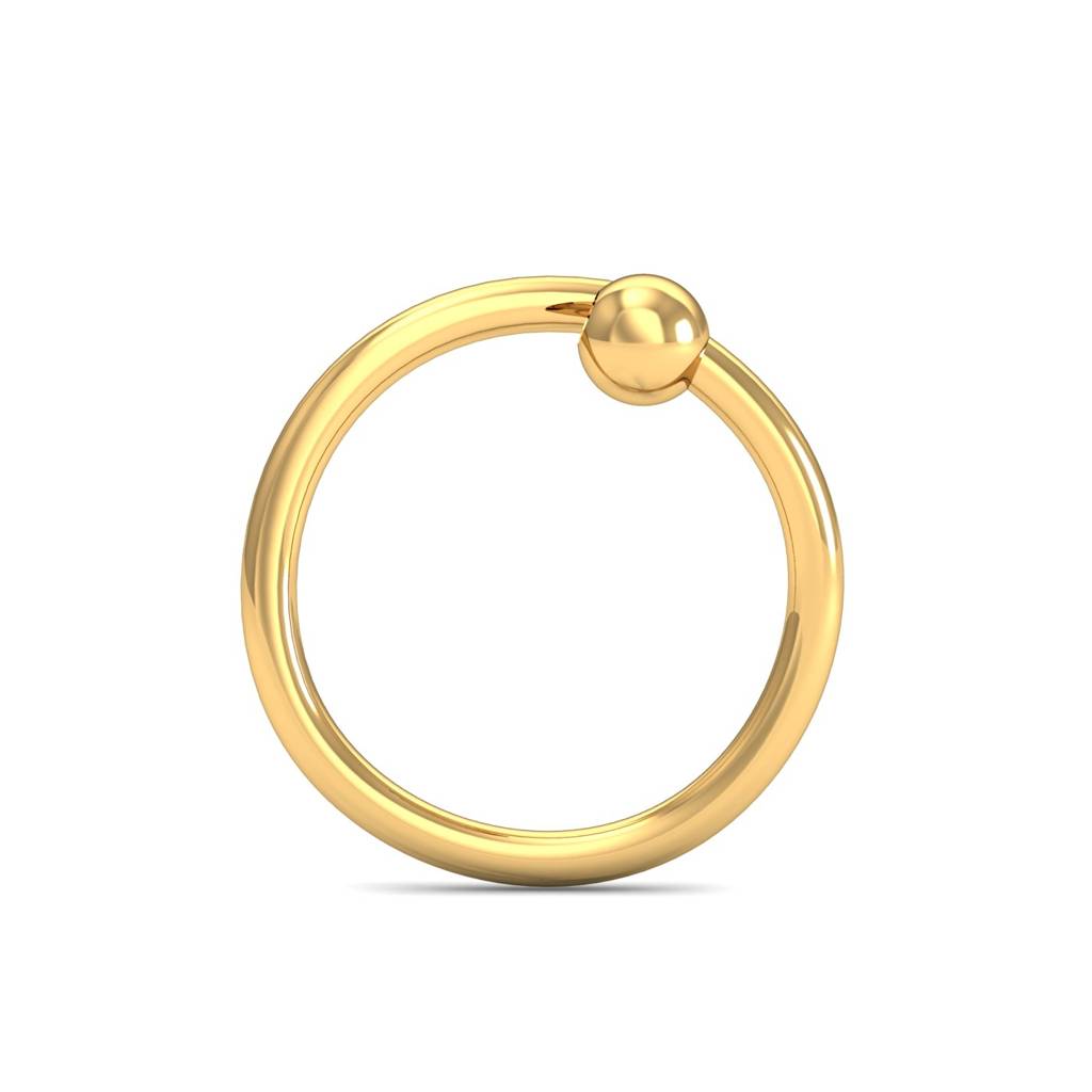 KuberBox 18K Yellow Gold Basic Round Nose Ring