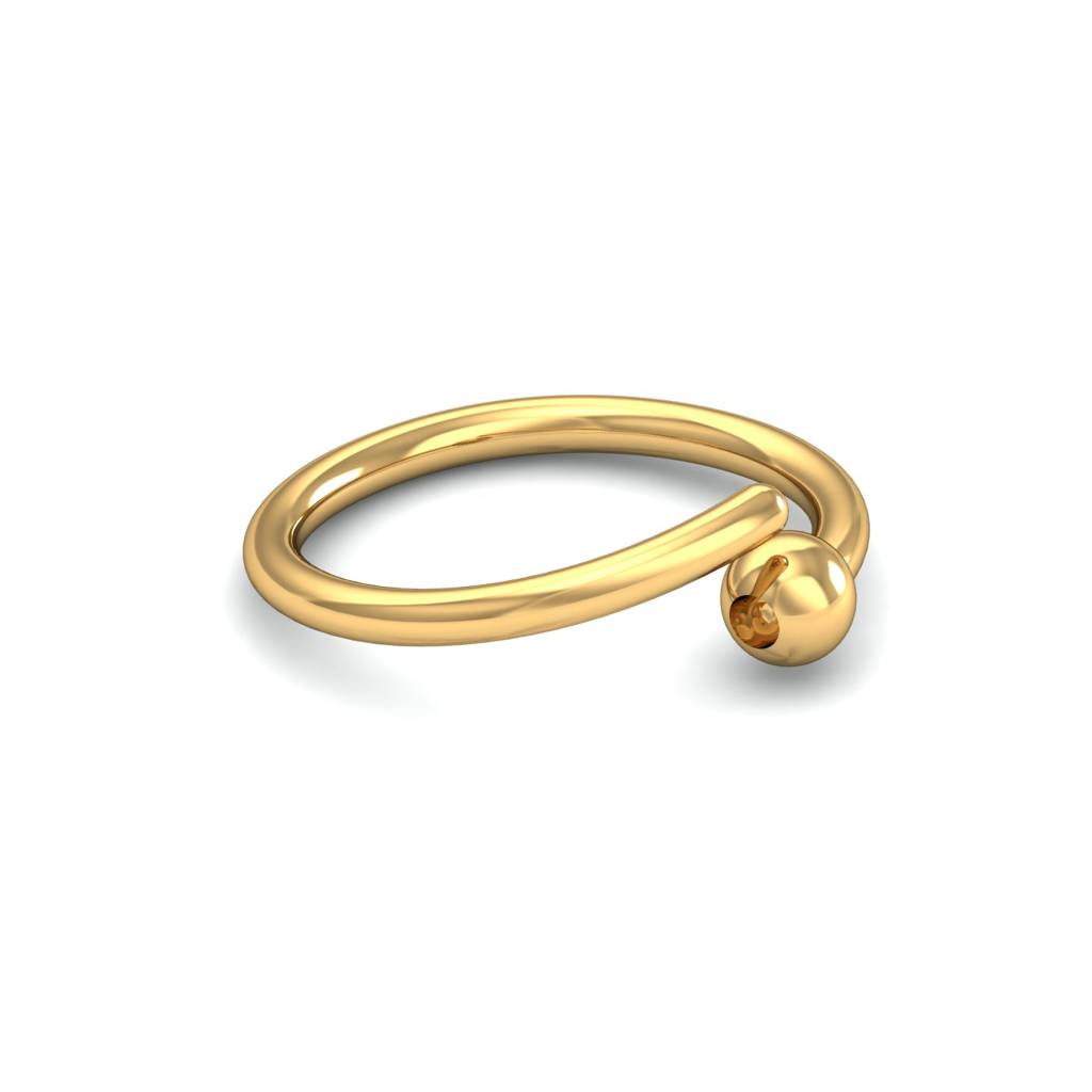 KuberBox 18K Yellow Gold Basic Round Nose Ring