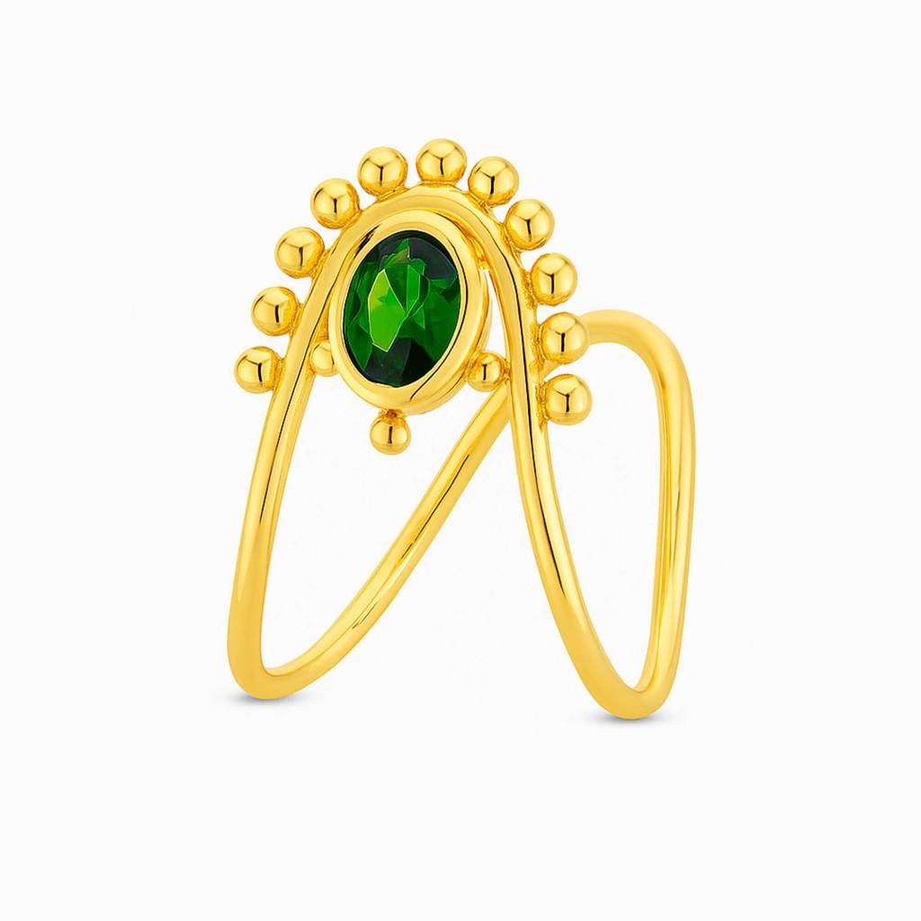 Women 925 Sterling Silver Cz Emerald Adjustable Vanki Ring : NRYY01700133